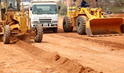A road construction site in Kigali; Government seeks to decentralise road maintenance services to the district level. The New Times /File.