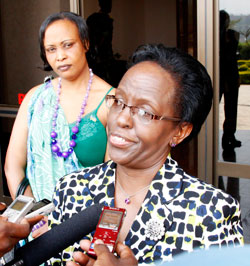 Ambassador Liberata Mulamula, the Executive Secretary (ICGLR) (R), together with Ambassador Jacqueline Mukangira, ICGLR Rwanda coordinator. The New Times /Timothy Kisambira