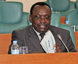  Minister Francois Kanimba appearing in the Sanate on Thursday. The New Times /Timothy Kisambira.