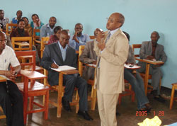  Prof. Nkusi addressing lecturers at Byumba Polytechnique Institute in Gicumbi District. The Sunday Times /Fred Ndoli