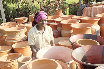 A woman selling flower pots. The New Times/ File photo
