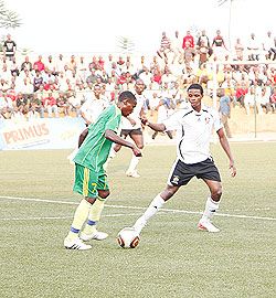 Burundian international midfielder Faty Papy (right), and seen here during the game against Marine, has made an instant impact on his APR career. The New Times / Timothy Kisambira.
