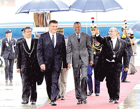 President Kagame, arrived in Paris, France, yesterday, for a two-day official visit. The New Times / Village Urugwiro.
