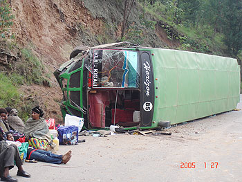 This is the second time in a few months that this bus in involved in an accident. The New Times / File photo