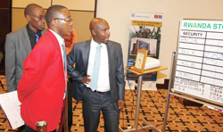 Stockbrokers on the floor of the Rwanda Stock Market. BK shares have gained some ground after last weeku2019s losing streak. The New Times / File photo