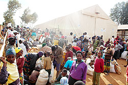 Refugees at the Gihembe camp. They are calling for repatriation following a food shortage. The New Times/ File photo