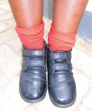 Fitting shoes make walking to school comfortable.