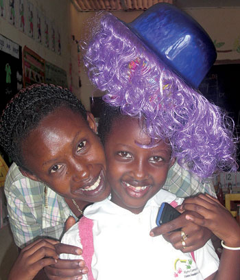 Gretha wears a pretty purple hat, that her mummy got her.