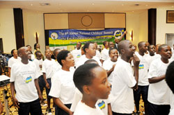 School children during their annual summit in Kigali, an event where the idea behind the Children's Commission was mooted. The New Times /File.