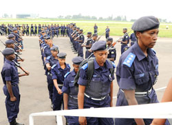 Police officers depart for a peacekeeping mission abroad. Rwanda will soon deploy a contigent of police officers to Ivory Coast. The New Times /File.