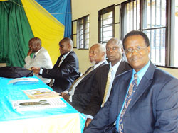 The five senate candidates who are vying for the seat allocated to public universities.  The New Times /Daniel Sabiiti