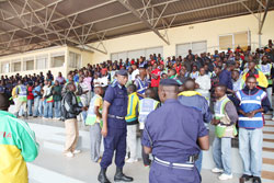Police officials during a meeting with motorcycle taxi operators recently. Police has yet again castigated them for causing most road accidents.