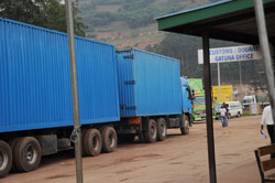 A transit goods truck at the Gatuna border post. The New Times / File.