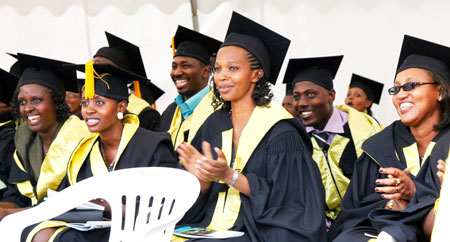 Happy graduates  at KIM's maiden graduation ceremony. The New Times / Timothy Kisambira