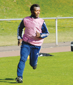 Belgium-based Jean Marie Rusingizandekwe is among the many youngsters in the new look Amavubi team. The New Times/Bonnie Mugabe.