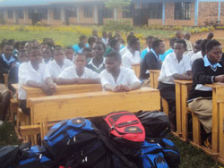 Kayonza College students after receiving scholastic materials. The New Times / S. Rwembeho.