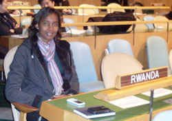  Karine Rusaro one of the Rwandan youth delegates who will attend at the United Nations General Assembly Youth Delegates Progam in New York . The New Times /Courtesy