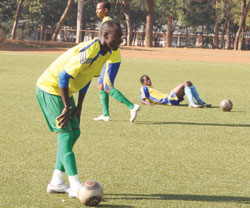 Olivier Karekezi stretching during one of Amavubi's training sessions in the past. The New Times/File