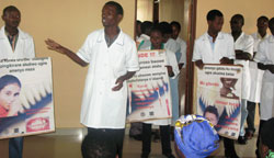 Kigali Health Institute students conduct a health education session in Bugesera District. The New Times /Courtesy