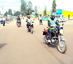  Motorcycle operators in Kayonza town. The New Times Steven Rwembeho.