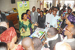  Hon. Esperance Uwimana addresses members of the public who visited the Parliament buildings yesterday. The New Times J Mbanda