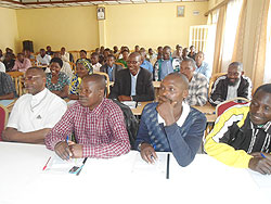 Teachers during the training in civic education.They want civic education to be included in the schools' curriculum.   The New Times B. Mukombozi