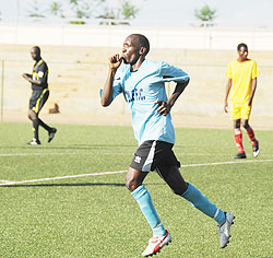 Meddie Kagere celebrates after scoring in one of least season's league games. The striker has been rewarded with a call-up to the national team. File Photo.