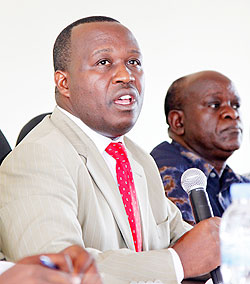 Theophile Ruberangeyo DG FARG (L) together with Damascene Uburiyemube of MINALOC. The New Times Timothy Kisambira