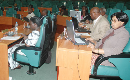 Members of the Senate during a plenary session in the past. The new Senate will be sworn in, today, at the Parliamentary  Buildings, Kimihurura. The New Times / File.