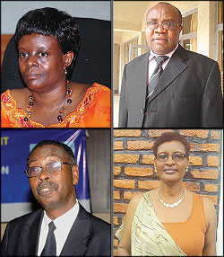 L-R: Marie Claire Mukasine ; Appolinaire Mushinzimana; Narcisse Musabeyezu;Donatille Mukabalisa 