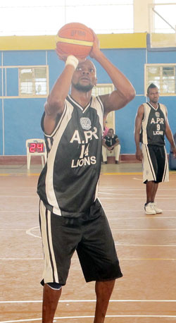 Kami Kabangu was one of APRu2019s outstanding players in Tuesday's match against KCB. The New Times/D. Umutesi.