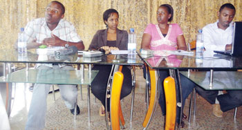 Singiza Music Ministries officals  at a press conference. The New Times/Courtesy.