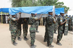 The fallen peacekeepers were honoured in Sudan. The New Times / Courtesy.