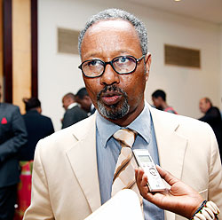  Somalis minister Hussein Ahmed Aideed in an interview on the abolition of the death penalty yesterday at Serena. The New Times Timothy Kisambira