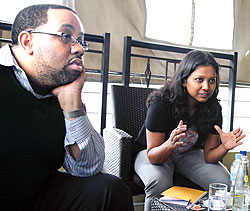  (L-R) Sean O.Ferguson together with Pallavi Hisaria during the  interview yesterday. The New Times Timothy Kisambira