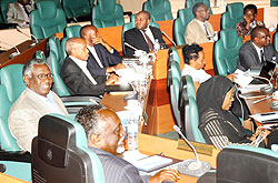 The new senators during a session to elect committees. They will prioritise research. The New Times/ File  photo