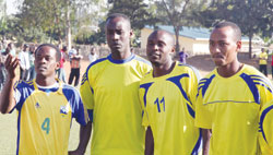 Amavubi players relaxing after a training session. The New Times / File Photo