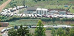  Fuel tanks line up at Gatsata Fuel Reserves. The oil pipeline to Kigali is expected to lower the cost of transporting fuel. The New Times / File.
