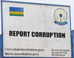 A billboard in kigali depicting an anti-Corruption message