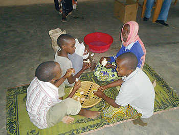 Children act in play about healthy nutrition in Nyanza district, Southern province.