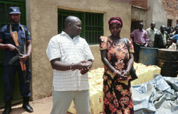 Habimana and Muhirwa (R) after they were arrested yesterday in Bugesera.