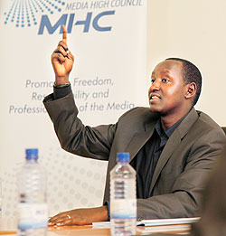 1 The Executive Secretary of MHC Patrice Mulama during the meeting. The newtTimes Timothy Kisambira