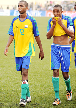Emery Bayisenge (R) missed Amavubi's last game because of an ankle injury. The New Times / File