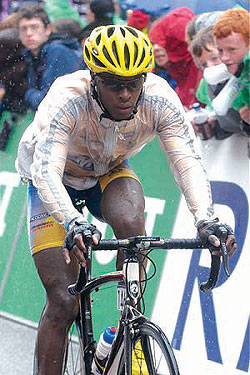 South Africa based rider Adrien Niyonshuti is in the country to defend his Tour of Kigali title. The New Times / File.