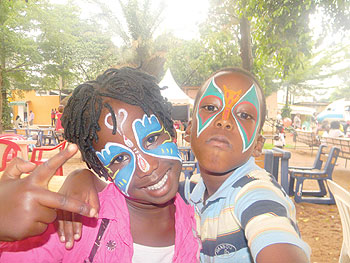 Samwuel and sister Keza had their faces painted. 