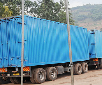A Transit goods truck ready to cross the border at Gatuna. The New Times /File photo