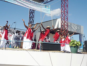 Inyamibwa dancers perform at the Kenyatta University Cultural Week. New Times /Courtesy.
