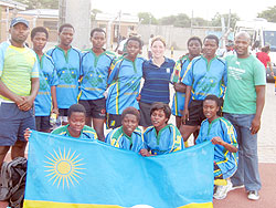 Blackbacks pose for a Group Photo during the CAR women rugby tournament.  The New Times / J.B Itanzi
