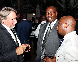 (L-R)Frans Makken, the Dutch Ambassador, Minister James Musoni and Charles Munyaneza, Executive Secretary of NEC at the NEC event on Monday evening.The New Times / J. Mbanda.