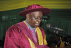 The late KIE Lecturer Professor Mulumba Ilunga at a past ceremony. He succumbed to a mixture of Hepatitis B and High Blood pressure.